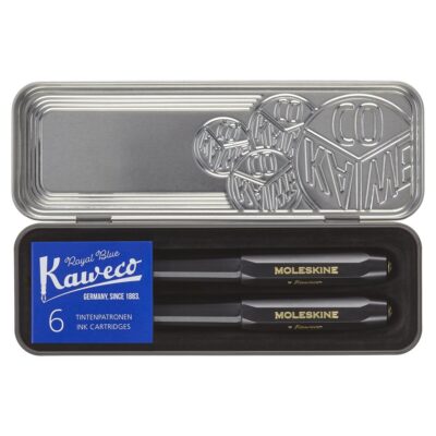 Набір Moleskine x Kaweco Чорний (Чорнильна ручка + Кулькова ручка + 6 картриджів)