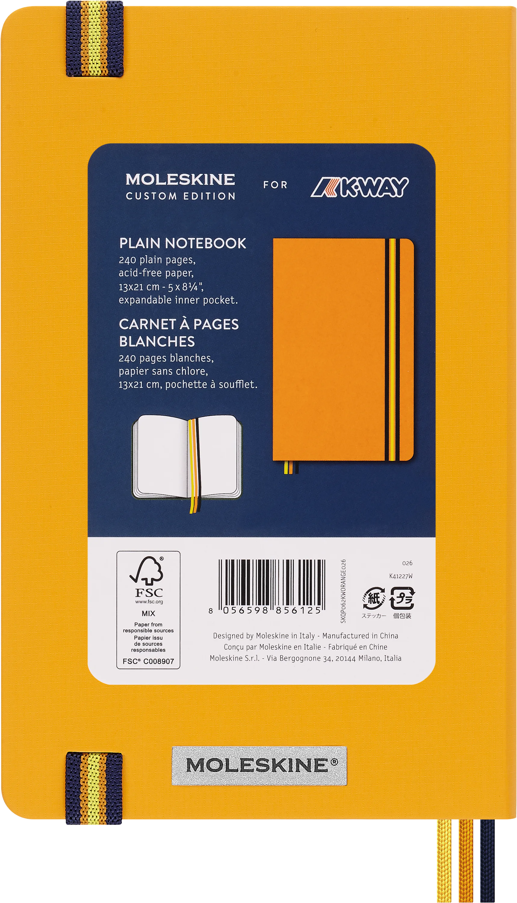 Записник Moleskine x K-Way Нелінований Жовтогарячий Нейлон - Зображення 9