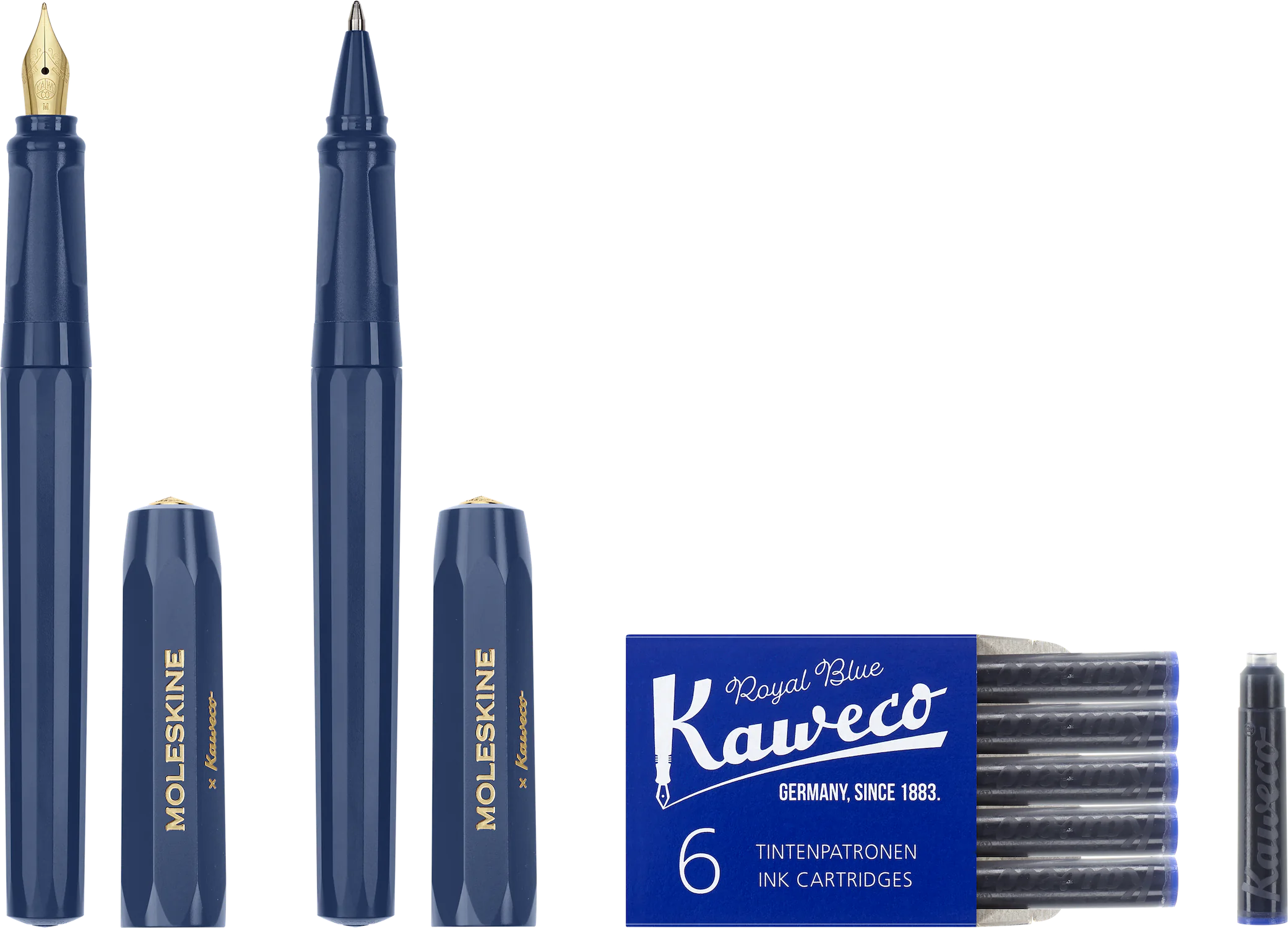Набір Moleskine x Kaweco Синій (Чорнильна ручка + Кулькова ручка + 6 картриджів) - Зображення 3
